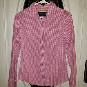 *NWOT American Eagle Size 4 Pink Plaid Button Down